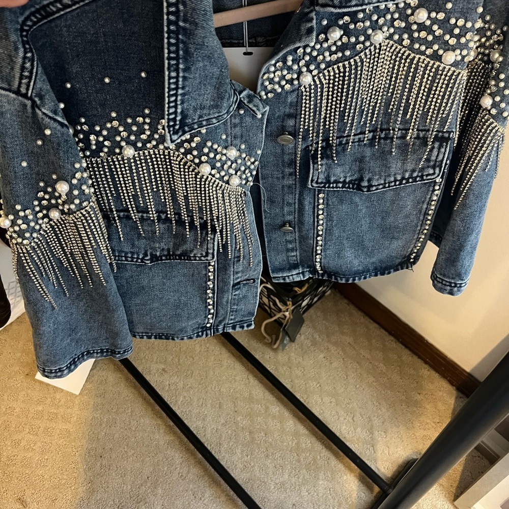 Embellished Blue Denim Jacket